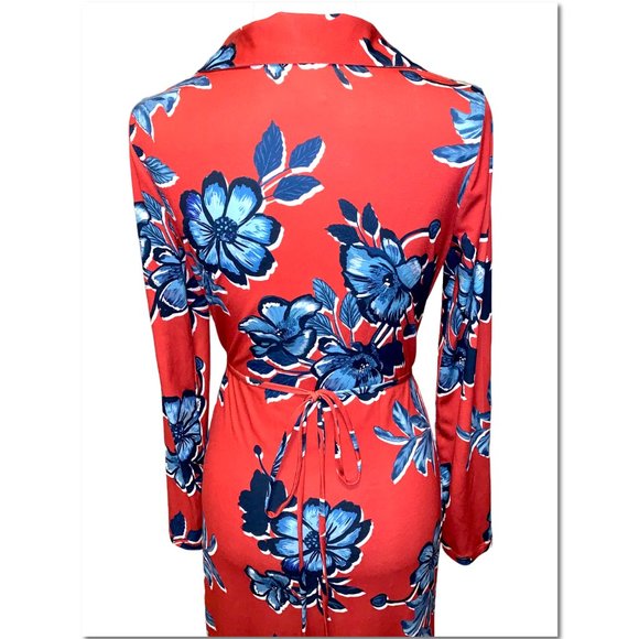Zara Red and Blue Floral Long Sleeve Maxi Dress Size Medium NWT - Picture 7 of 10
